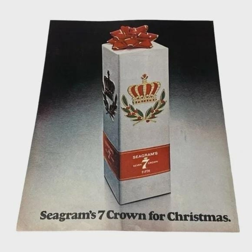 1970 Seagrams 7 Crown for Christmas Original Vintage Print Ad